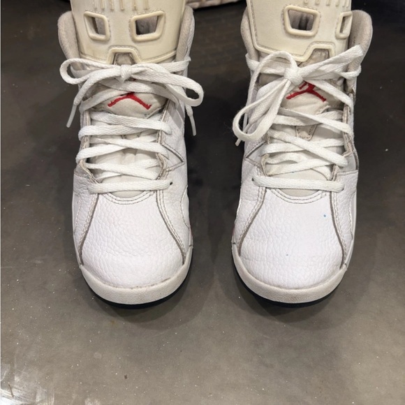 Jordan Kids White and Red High-Top Sneakers - Picture 2 of 5